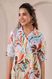 Robe midi Paisley à fleurs Robe d'été Robe en coton bohème Tenue d'été pour femmes - Product Image 3