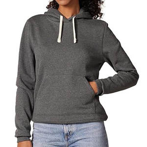 Sudadera con capucha de algodón liso en blanco personalizado negro de alta calidad de lana de color granate para mujer Logotipo de talla grande mejor fabricante Sudadera con capucha - Product Image 3