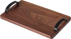 Bandeja DE SERVICIO DE HOTEL personalizada moderna, bandeja de servicio grande de madera con borde de corteza con mango de metal, precio al por mayor, servicio de desayuno - Product Image 2