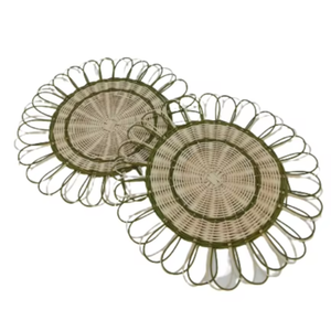 ถาดเสิร์ฟทรงกลมหวาย/หวายเทียมสานมือ - ตะกร้าตกแต่งบนโต๊ะอาหารหลากสี - Product Image 1