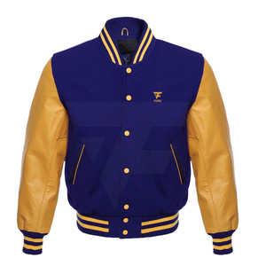 Veste en cuir personnalisée pour homme, coupe-vent, à manches longues, style universitaire, col montant, hiver, style Letterman, design personnalisable - Product Image 1