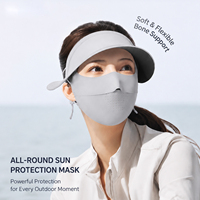 Masque facial rafraîchissant en soie glacée style coréen Meiyang RS055 avec protection UV, chapeau pare-soleil à large bord, tissu antibactérien 10A respirant