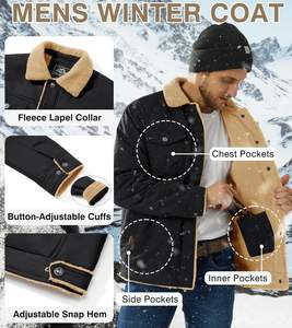Haute qualité hommes manteau d'hiver épais coton chaud polaire doublé camionneur revers travail Cargo veste respirant séchage rapide grande taille - Product Image 3