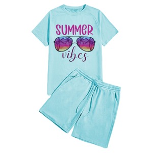 2025 Custom <b>Men's</b> Streetwear Summer <b>Set</b> Breathable Fleece <b>T</b>-<b>Shirt</b> <b>Shorts</b> in Contrast Colors 100% Cotton <b>Designer</b> Clothing Logo - Product Image 2