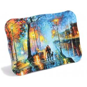 Bandeja de Metal Rectangular elegante de 238x358mm con borde ondulado Afremov plato de servir estilo Venecia con Material de nácar - Product Image 3