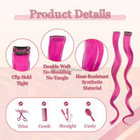 Extensions de cheveux colorés Faits saillants de la fête Clip coloré dans les extensions de cheveux Postiches synthétiques bouclés ondulés pour la fête des femmes