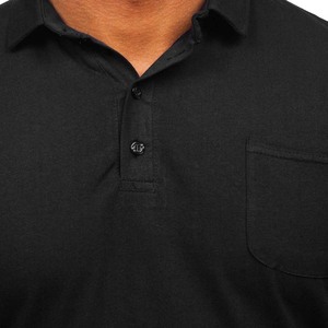 เสื้อโปโลแขนสั้นผ้าฝ้ายสีดำระบายอากาศได้โลโก้ที่กำหนดเอง - Product Image 4