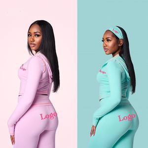 Women Yoga Sets Custom Logo Candy Colors Jacket With Shorts Sports Gym Workout Fitness Women Tracksuit Set Women Summer Clothing - Product Image 4