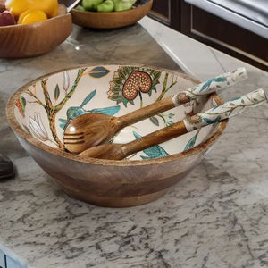 Cuenco impreso de madera de lujo Diseño único con personalización en diseño Utensilios de cocina de madera de color para servir alimentos por HHO - Product Image 4