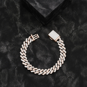 Pulsera de cadena de eslabones cubanos de moissanita VVS de dos filas, nuevo diseño, joyería de moissanita helada, piedra principal de diamante para regalo de la India - Product Image 1