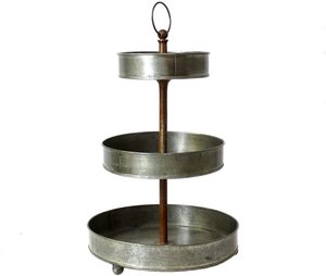 hot sale galvanized <b>3</b> <b>tier</b> <b>cake</b> <b>stand</b> metal tray platter for <b>cake</b> dessert shrimp appetizers <b>cake</b> <b>stand</b> galvanized oval shape - Product Image 3