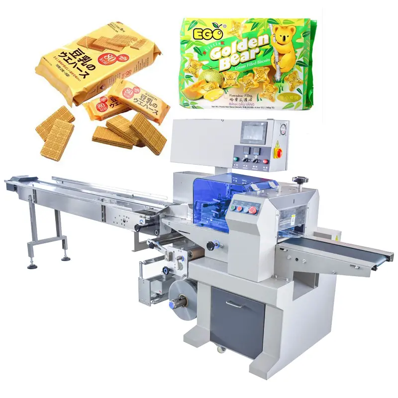 Машина для упаковки печенья полностью автоматическая машина для упаковки пищевых продуктов горизонтальная упаковочная машина для печенья