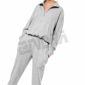 Conjunto Deportivo de Dos Piezas para Mujer, Sudadera con Media Cremallera y Pantalones Jogger con Cordón, Estilo Casual y Deportivo para Uso Diario Activo - Product Image 3