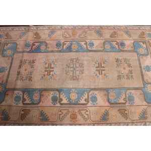 Alfombra Turca de 3.7x6.4 pies, Alfombra Azul Vintage del Suroeste, de Lana - Product Image 3