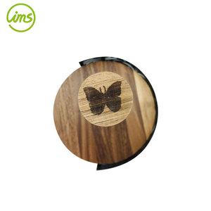 Porte-serviettes en papier en bois d'acacia de revêtement en métal noir - Product Image 3