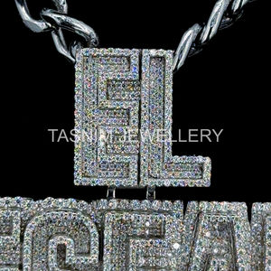 Pendentif Lettre DESEADO LOMI Hip Hop Chrétien de Qualité Supérieure, Fermoir Personnalisé, Plaqué Or 10K, Moissanite VVS Certifiée GIA, Unisexe - Product Image 3