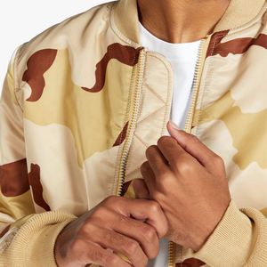 Luxury <b>Men's</b> Zip-Up <b>Camo</b> Bomber <b>Jacket</b> High Fabric Solid Color Winter Outdoor Wear with Stand Collar - Product Image 6