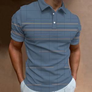 Polo con estampado de rayas de negocios a la moda, camiseta de manga corta de verano, camiseta con patrón de línea, camiseta Polo informal para hombre, ropa de talla grande - Product Image 4