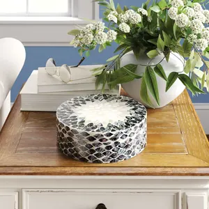 High Quality Handmade Round <b>Mother</b> Pearl Lacquer Box New Collection Home Restaurant Hotel Tissue Napkin Storage Directly Vietnam - Product Image 4