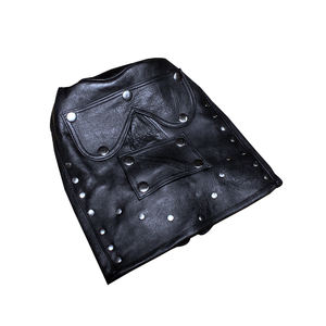 Masque à capuche en cuir véritable avec les yeux bandés Masques en gros Capuches de couleur noire Quatre saisons Utilisation Taille unique pour la plupart des marques HMB - Product Image 3