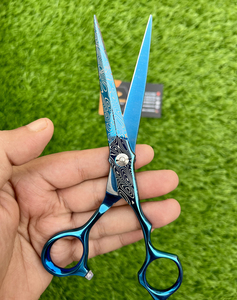 Ciseaux de cheveux de sécurité légers professionnels 6 ''en acier inoxydable haut de gamme bleu damas pour droitier pour coupe de cheveux coupe de barbier - Product Image 4