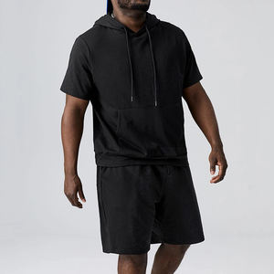 Custom <b>Men</b> Short Sleeve Hoodie Shorts Suit High Quality 100% Organic Cotton Hoodies and Shorts Set Tracksuits <b>for</b> <b>Men</b> - Product Image 3