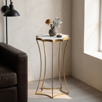 Table d'appoint en marbre doré et fer, table d'appoint en métal, table d'appoint décorative moderne pour salon, chambre, hall d'hôtel, meubles de maison