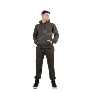 Ensemble de survêtement pour homme de haute qualité, sweat-shirt à capuche et pantalon de survêtement, personnalisé, double capuche, deux pièces, 100% coton molletonné - Product Image 1