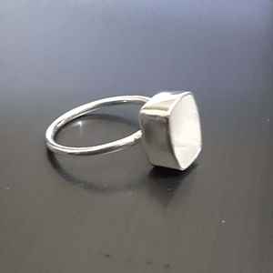 Bague fine en argent massif 925 véritable Octogone 6x10MM avec lunette ronde, semi-monture vierge, bague simple pour femme. - Product Image 6