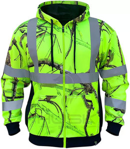 Sweat à capuche personnalisé avec fermeture éclair, réfléchissant 3D fluorescent, pour l'hiver, en coton/polyester polaire, sérigraphié - Product Image 6