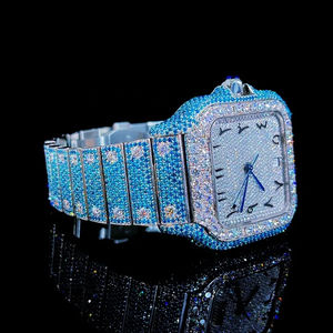 Montre de marque entièrement sertie de diamants CZ VVS, bijoux hip-hop en argent 925, idéale pour les fiançailles, les fêtes, les mariages et les cadeaux d'anniversaire - Product Image 3