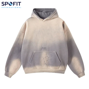 Sudadera con capucha de lavado de piedra en blanco Sudadera con capucha lavada con ácido personalizada Sudadera vintage Sudaderas con capucha desgastadas con serigrafía Tasa de venta completa - Product Image 4