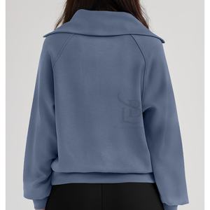 Vêtements de sport avec logo personnalisé vêtements de rue décontractés figurines à épaules tombantes respirant sweat-shirt en tricot écologique pour femmes - Product Image 5