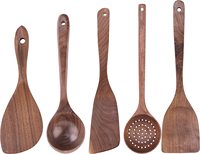 Styliste attrayant 9 pièces serveur de pâtes cuillère à fente tourneur de nourriture cuillère incurvée cuillère solide cacia bois cuisine ustensiles de cuisine