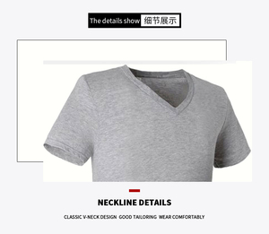 Impresión personalizada liso en blanco con cuello en V camisetas de algodón 100% algodón unisex hip hop casual en blanco para hombre Camiseta de gran tamaño para hombres - Product Image 5