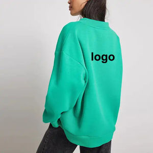 Sweat-shirt en coton polyester lourd à col montant décontracté pour femmes, saison d'hiver, avec logo personnalisé et coupe ample - Product Image 6