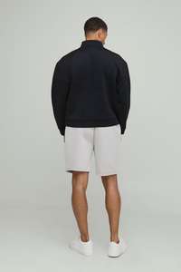 Sweat-shirt noir demi-zip unisexe surdimensionné 100% coton lourd polaire quart Zip pull Logo personnalisé goutte épaule sweats à capuche - Product Image 2