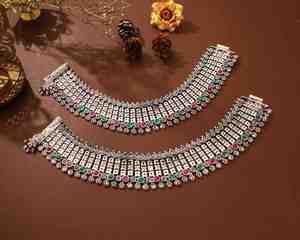 Tobilleras de estilo religioso de plata antigua elegante para mujer, diseño Payal, joyería fina de moda - Product Image 1