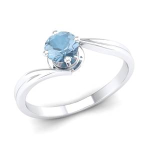 Anillo de Plata de Ley 925 de Alta Calidad REYES con Moissanita de Claridad VVS, Corte Redondo, 0.5 Quilates, Piedra Preciosa de Aguamarina, Anillo de Una Sola Piedra - Product Image 2