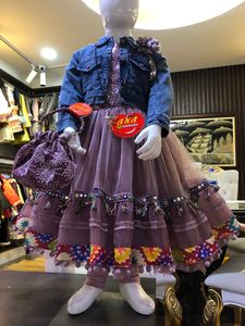 Koti – robe en jean spécial gheri avec sac, couleur violet et gris, noir et gris, robes de fête fantaisie pour bébé fille - Product Image 2