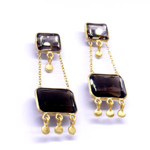 ต่างหูแบบโซ่ประดับอัญมณีบุษราคัมแบบคลาสสิก925เงินสเตอร์ลิงทันสมัย - Product Image 4