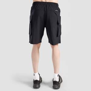 Shorts cargo micro en polyester 100% GA, couleur noire, style streetwear confortable, motif uni sportif - Product Image 2