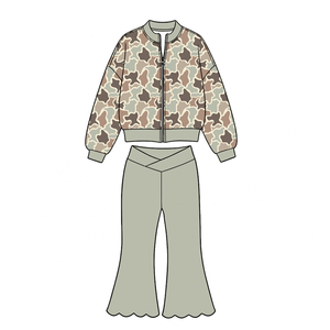 Pre-orden: Conjunto <span class=keywords><strong>de</strong></span> ropa para bebé niña con top <span class=keywords><strong>de</strong></span> manga larga con cremallera y pantalones acampanados elásticos <span class=keywords><strong>de</strong></span> color liso, estilo camuflaje <span class=keywords><strong>de</strong></span> temporada <span class=keywords><strong>de</strong></span> caza - Product Image 3