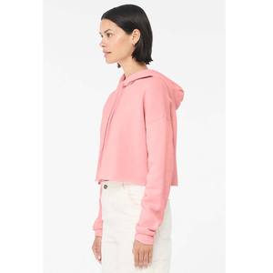 Sweat-shirt à capuche Bella Canvas pour femme, uni, coupe courte, rose chiné - Product Image 4