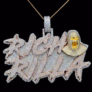 Colgante Personalizado de Hip Hop, Plata de Ley 925, con Diamantes Moissanite VVS que Pasan la Prueba, Colgante con Nombre de Letra - Product Image 5