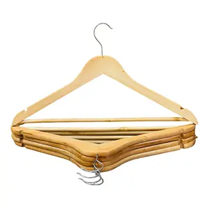 Moq rendah 2023 kustom mewah dalam stok kayu putih Hangerscoat gantungan kayu dibuat oleh Vietnam gantungan mantel celana Organizer rak