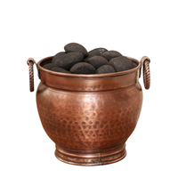 Seau à charbon en cuivre massif avec finitions antiques, avec poignée, seau à charbon luxueux en acier galvanisé, foyers