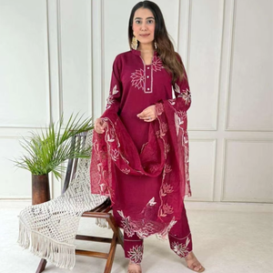 Exclusive Roman Silk Suit Handmade Designer Ethnic Outfit for Womens Festive Wedding Party & Celebration Wear Suit Set - Product Image 1