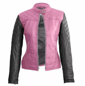 Chaqueta de cuero genuino de motorista para mujer de la mejor calidad, informal, ajustada, estilo moderno, relleno de algodón transpirable, XL, venta al por mayor, Pakistán - Product Image 2