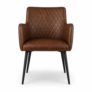European Style Modern Metal <b>Dining</b> <b>Chair</b> <b>Folded</b> Design Iron Legs Leather Upholstery | Home/Restaurant/Apartment/Home Office Use - Product Image 3